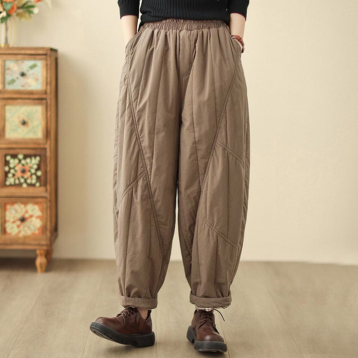 Pantalones tipo harem térmicos de cintura alta con cintura elástica y bolsillos para mujer, con estampado de Buddha Stones. - image 14
