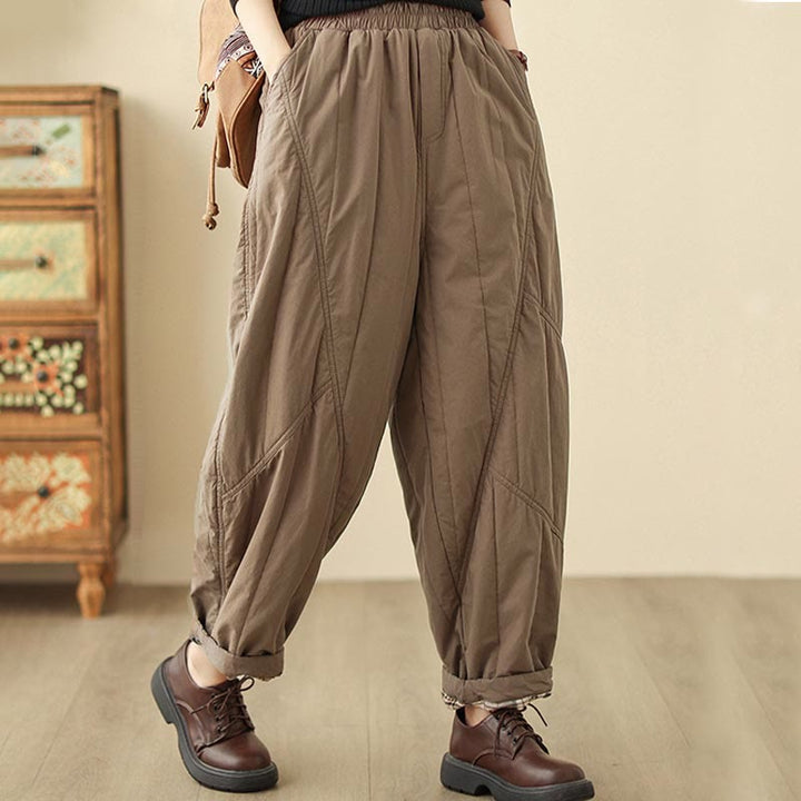 Pantalones tipo harem térmicos de cintura alta con cintura elástica y bolsillos para mujer, con estampado de Buddha Stones. - image 12