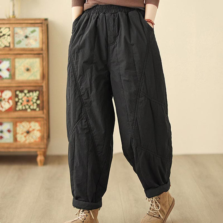 Pantalones tipo harem térmicos de cintura alta con cintura elástica y bolsillos para mujer, con estampado de Buddha Stones. - image 9