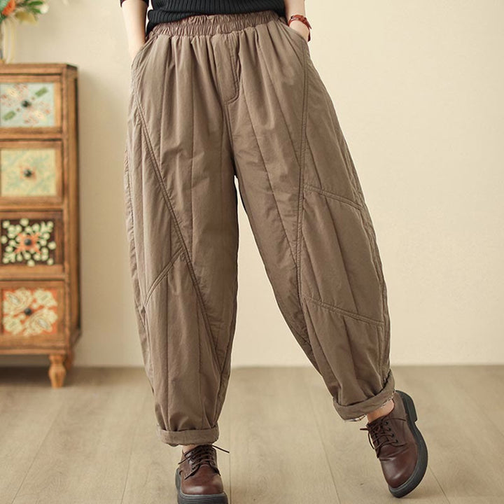 Pantalones tipo harem térmicos de cintura alta con cintura elástica y bolsillos para mujer, con estampado de Buddha Stones. - image 13