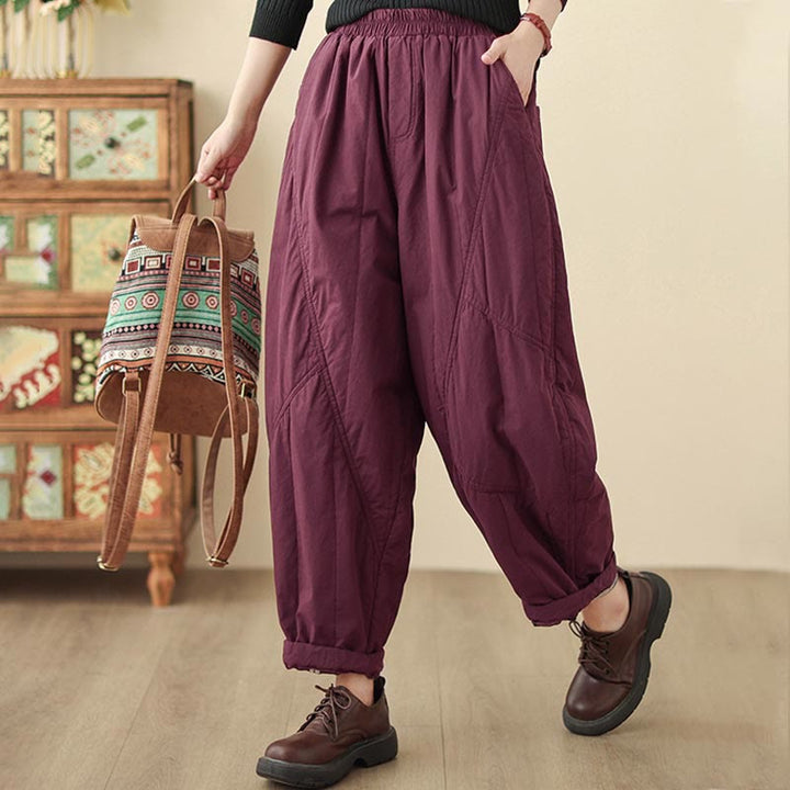 Pantalones tipo harem térmicos de cintura alta con cintura elástica y bolsillos para mujer, con estampado de Buddha Stones. - image 22
