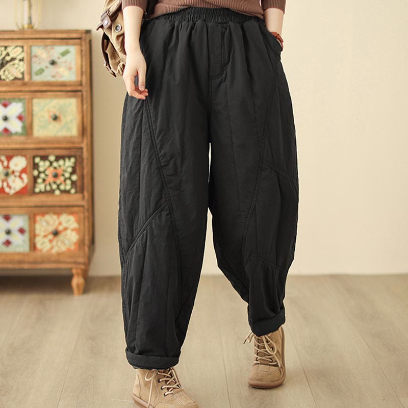 Pantalones tipo harem térmicos de cintura alta con cintura elástica y bolsillos para mujer, con estampado de Buddha Stones. - image 6