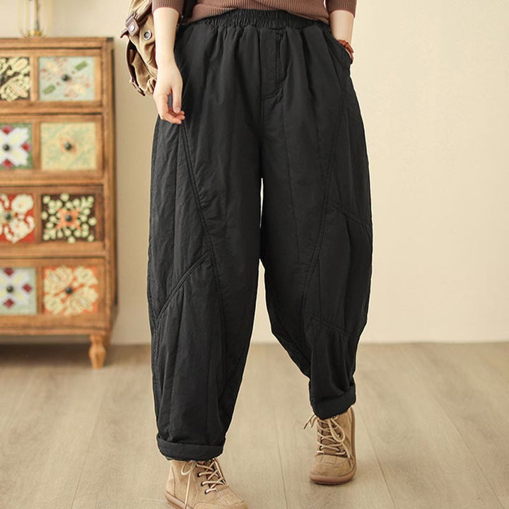 Pantalones tipo harem térmicos de cintura alta con cintura elástica y bolsillos para mujer, con estampado de Buddha Stones. - image 6