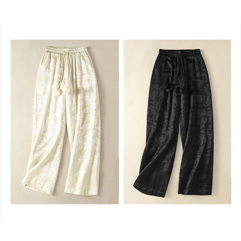 Pantalón térmico de pierna ancha para mujer, de talle alto, con diseño de jacquard de Buddha Stones y bolsillos. - image 19