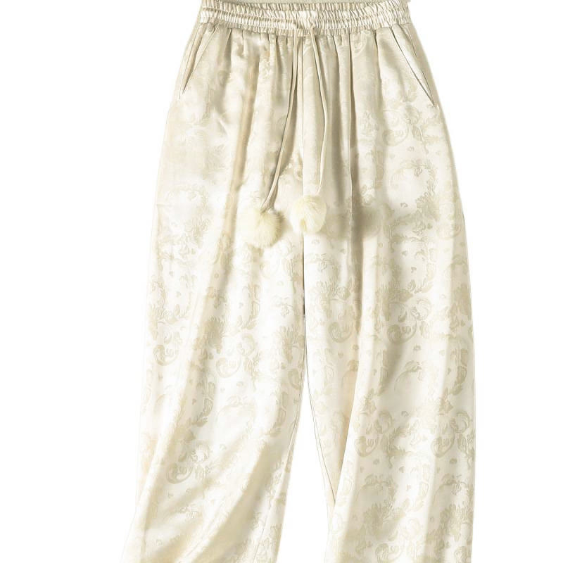 Pantalón térmico de pierna ancha para mujer, de talle alto, con diseño de jacquard de Buddha Stones y bolsillos. - image 9