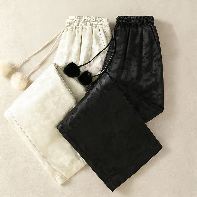 Pantalón térmico de pierna ancha para mujer, de talle alto, con diseño de jacquard de Buddha Stones y bolsillos. - image 18