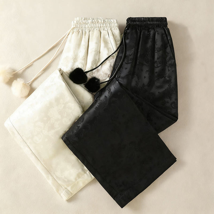 Pantalón térmico de pierna ancha para mujer, de talle alto, con diseño de jacquard de Buddha Stones y bolsillos. - image 18