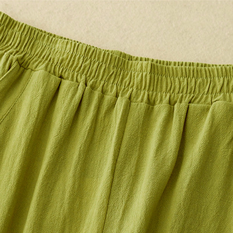 Pantalones de pierna ancha para mujer con bolsillos, estampado patchwork de colores lisos y estampado de Buddha Stones. - image 8
