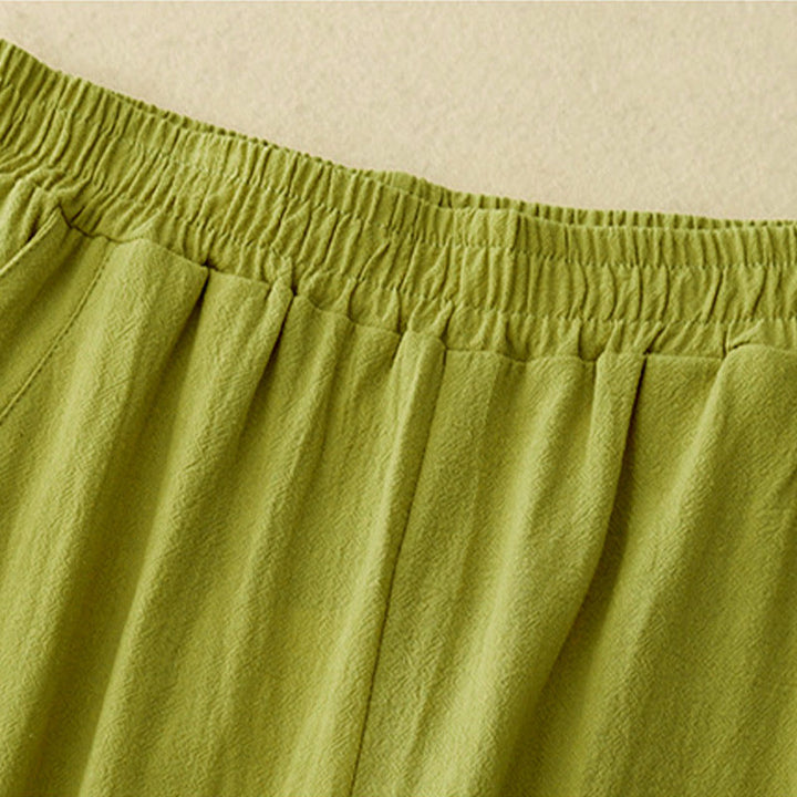 Pantalones de pierna ancha para mujer con bolsillos, estampado patchwork de colores lisos y estampado de Buddha Stones. - image 8