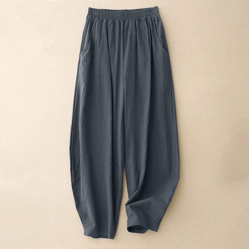 Pantalones de pierna ancha para mujer con bolsillos, estampado patchwork de colores lisos y estampado de Buddha Stones. - Gris pizarra - US8-10，UK/AU12-14，EU40-42 (2XL) - image 10