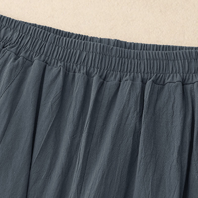 Pantalones de pierna ancha para mujer con bolsillos, estampado patchwork de colores lisos y estampado de Buddha Stones. - image 11