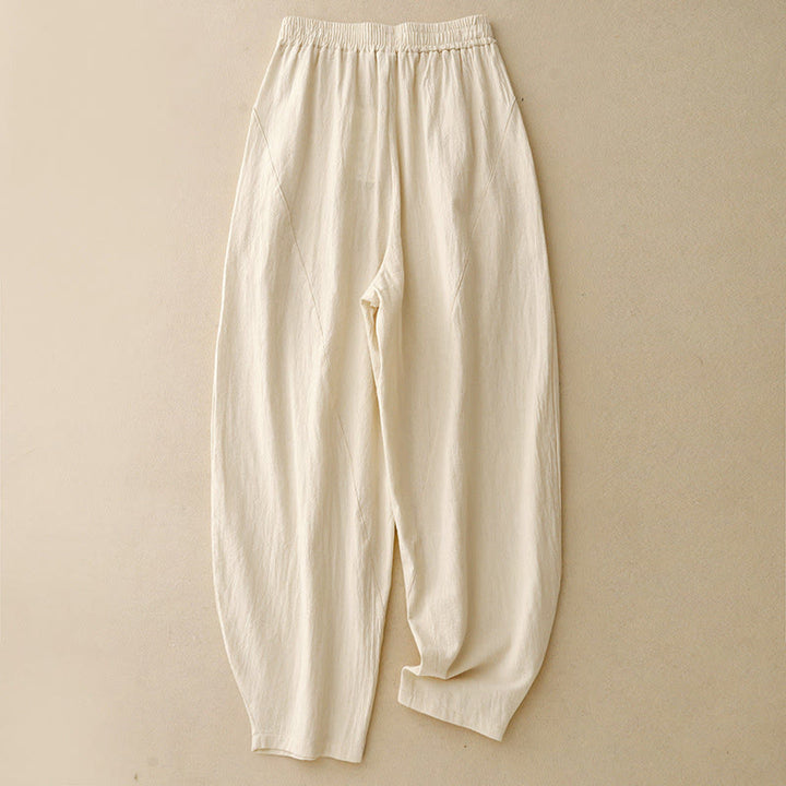 Pantalones de pierna ancha para mujer con bolsillos, estampado patchwork de colores lisos y estampado de Buddha Stones. - Beige - US8-10，UK/AU12-14，EU40-42 (2XL) - image 1