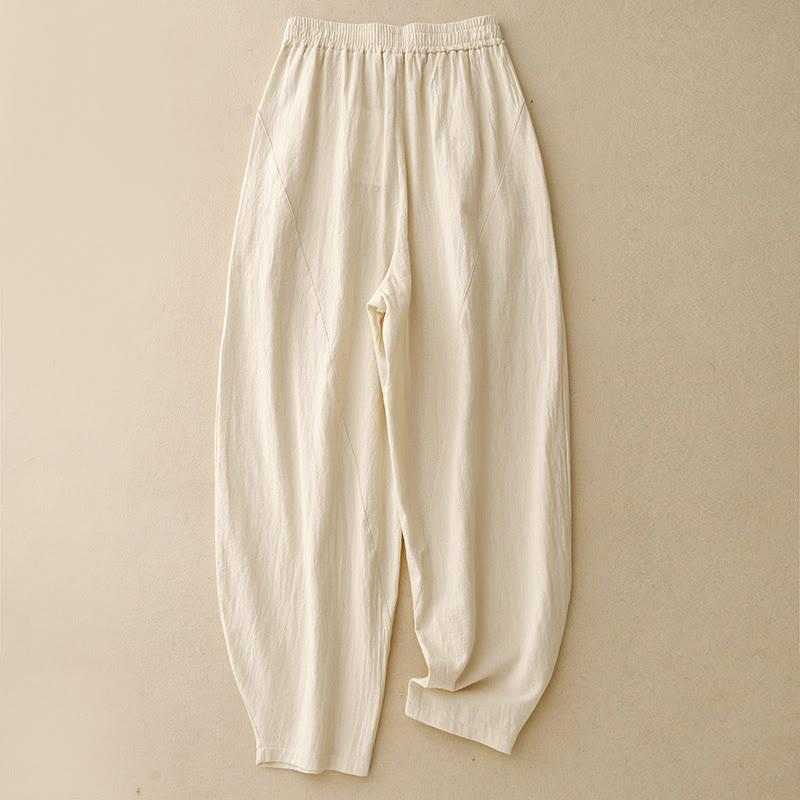 Pantalones de pierna ancha para mujer con bolsillos, estampado patchwork de colores lisos y estampado de Buddha Stones. - Beige - US8-10，UK/AU12-14，EU40-42 (2XL) - image 1