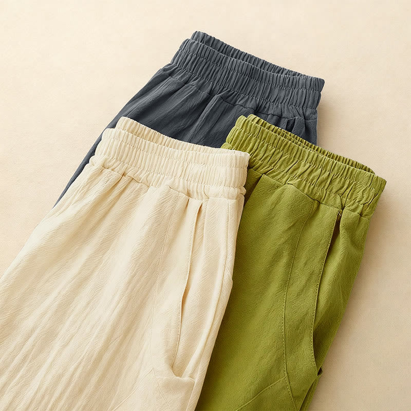 Pantalones de pierna ancha para mujer con bolsillos, estampado patchwork de colores lisos y estampado de Buddha Stones. - image 15