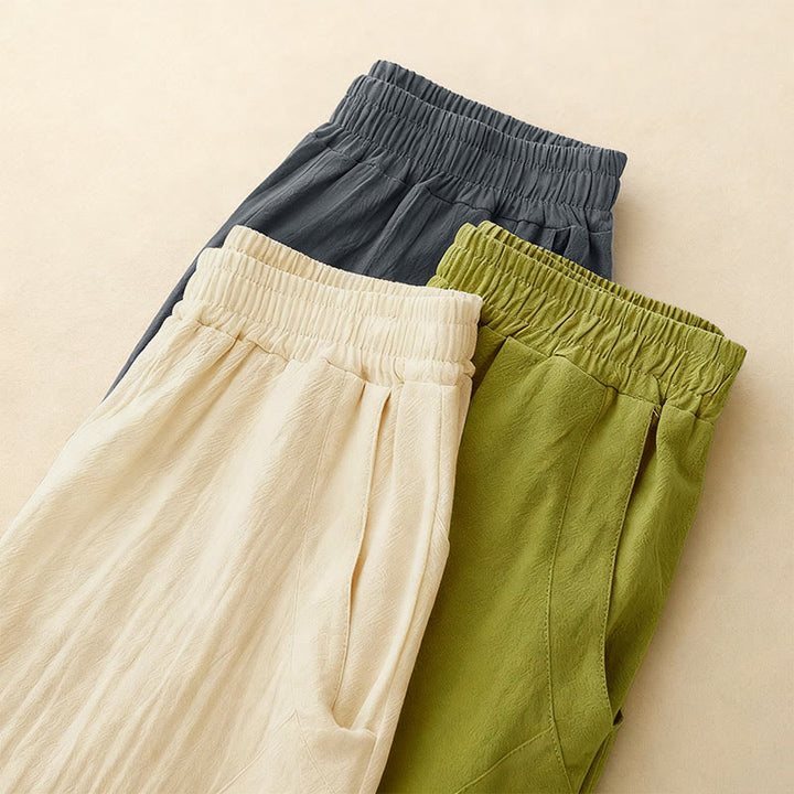 Pantalones de pierna ancha para mujer con bolsillos, estampado patchwork de colores lisos y estampado de Buddha Stones. - image 15