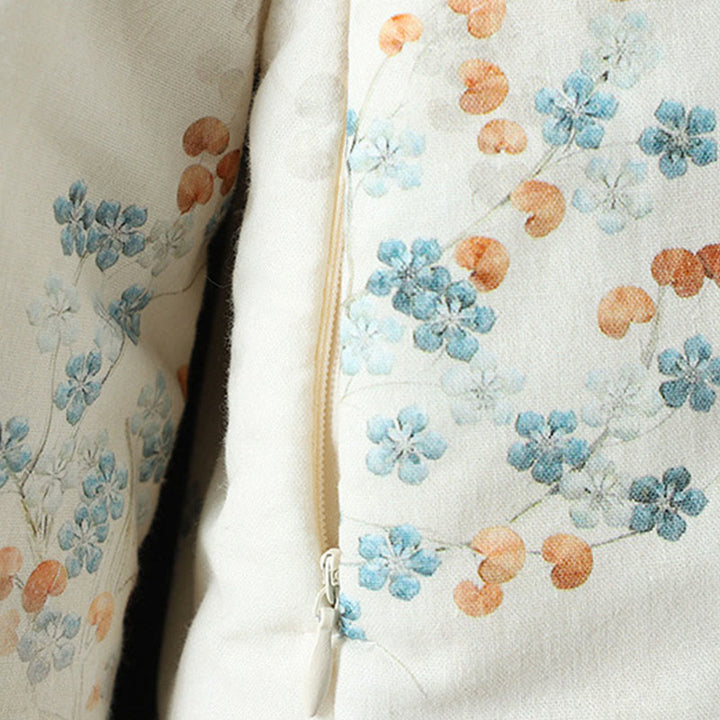 Chaqueta térmica de manga larga para mujer Buddha Stones con diseño de botón de rana y flor azul - image 6