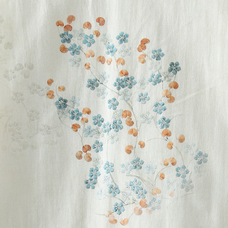 Chaqueta térmica de manga larga para mujer Buddha Stones con diseño de botón de rana y flor azul - image 9