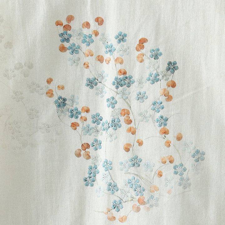 Chaqueta térmica de manga larga para mujer Buddha Stones con diseño de botón de rana y flor azul - image 9