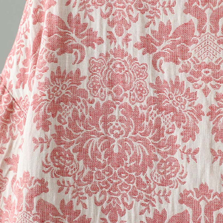 Chaqueta térmica de manga larga con diseño de peonías y botones de rana para mujer de Buddha Stones, con bolsillos - image 8