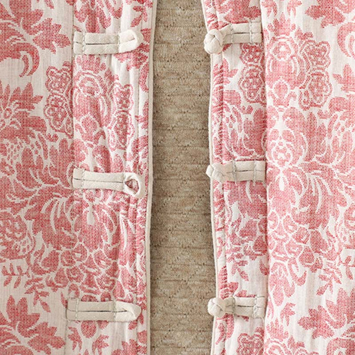 Chaqueta térmica de manga larga con diseño de peonías y botones de rana para mujer de Buddha Stones, con bolsillos - image 6