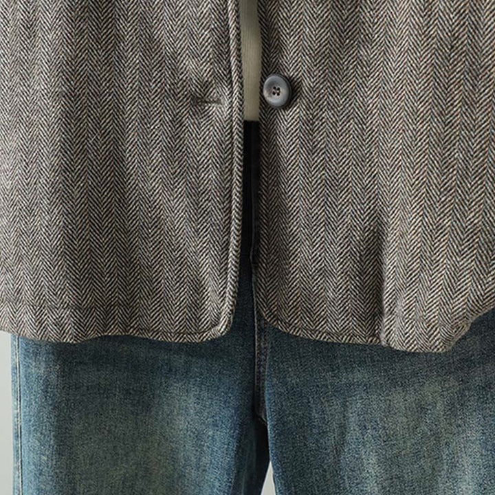 Chaqueta térmica de manga larga con botones marrones y bolsillos para mujer de Buddha Stones - image 8