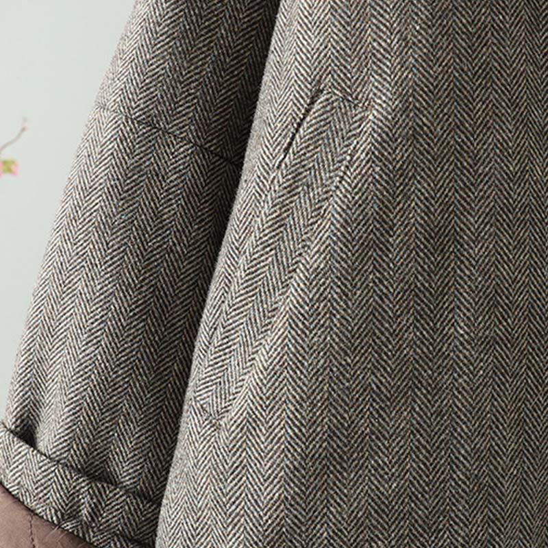 Chaqueta térmica de manga larga con botones marrones y bolsillos para mujer de Buddha Stones - image 5