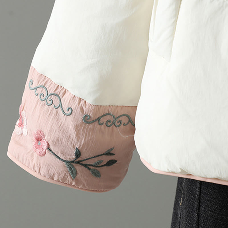 Chaqueta térmica de manga larga para mujer con bolsillos, bordado de flores de durazno y piedras de Buddha Stones. - image 20