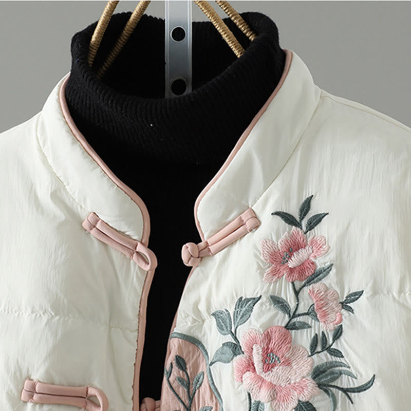 Chaqueta térmica de manga larga para mujer con bolsillos, bordado de flores de durazno y piedras de Buddha Stones. - image 17