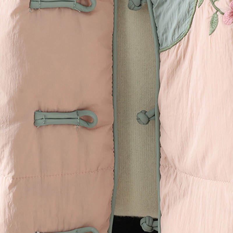 Chaqueta térmica de manga larga para mujer con bolsillos, bordado de flores de durazno y piedras de Buddha Stones. - image 10