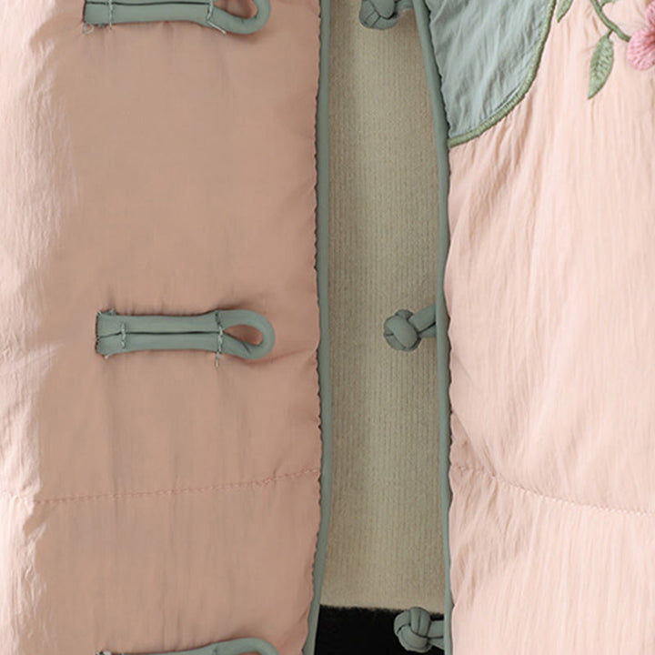 Chaqueta térmica de manga larga para mujer con bolsillos, bordado de flores de durazno y piedras de Buddha Stones. - image 10