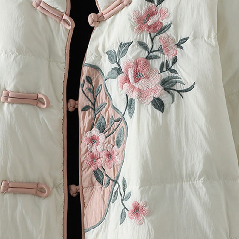 Chaqueta térmica de manga larga para mujer con bolsillos, bordado de flores de durazno y piedras de Buddha Stones. - image 19