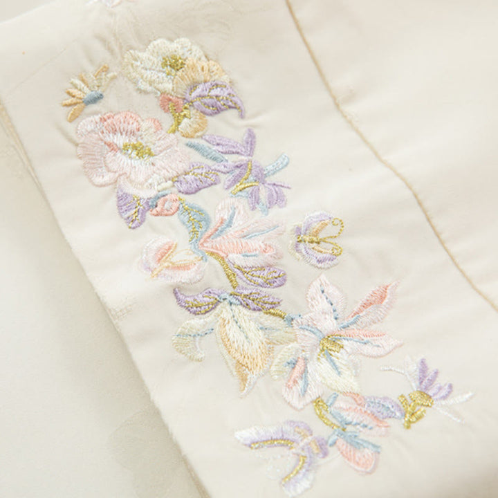 Chaqueta de manga larga para mujer con bordado de flores otoñales y Buddha Stones , diseño de botones de rana - image 11