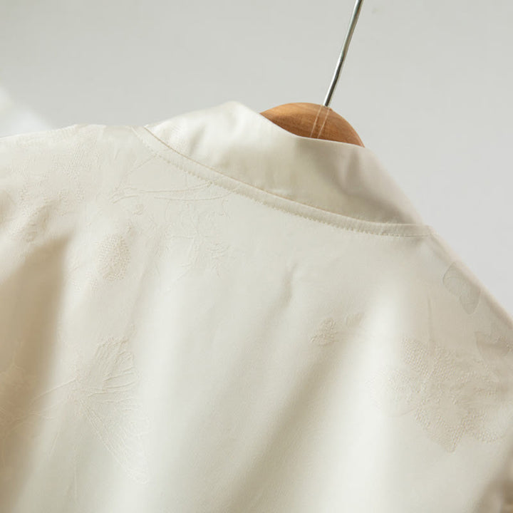 Chaqueta de manga larga para mujer con bordado de flores otoñales y Buddha Stones , diseño de botones de rana - image 3