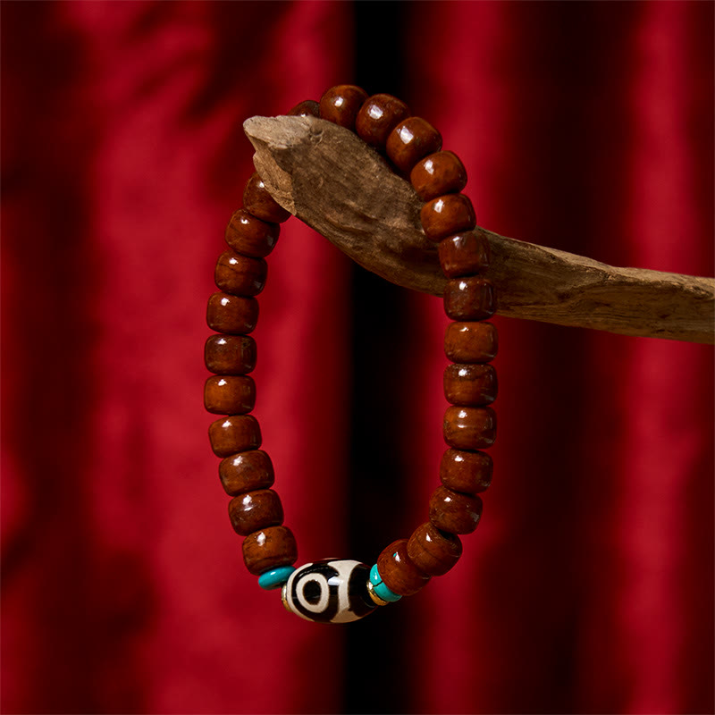 Pulsera de la suerte con cuentas de hueso de Buddha Stones, vajra y cuentas dzi de tres ojos - Cuentas de hueso y cuenta Dzi de tres ojos (circunferencia de la muñeca: 15-16 cm) - image 7