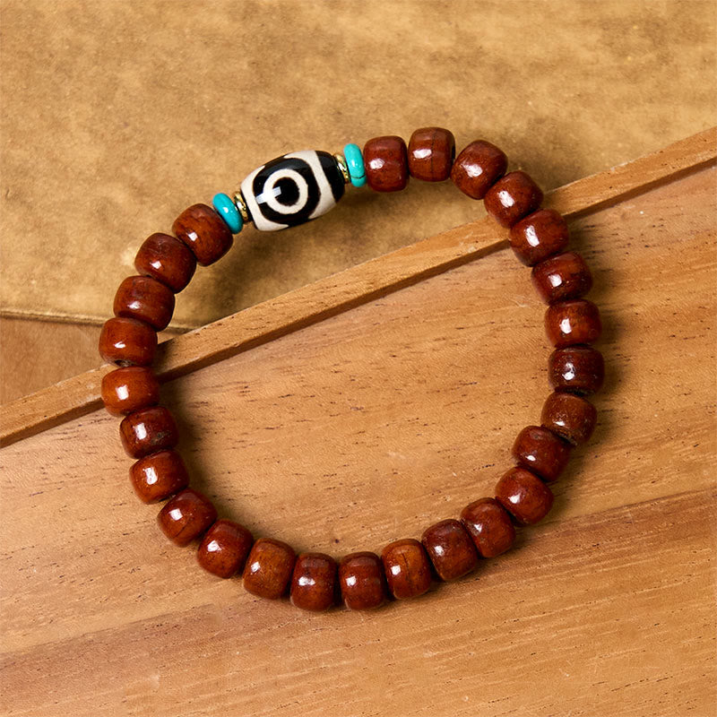 Pulsera de la suerte con cuentas de hueso de Buddha Stones, vajra y cuentas dzi de tres ojos - image 10