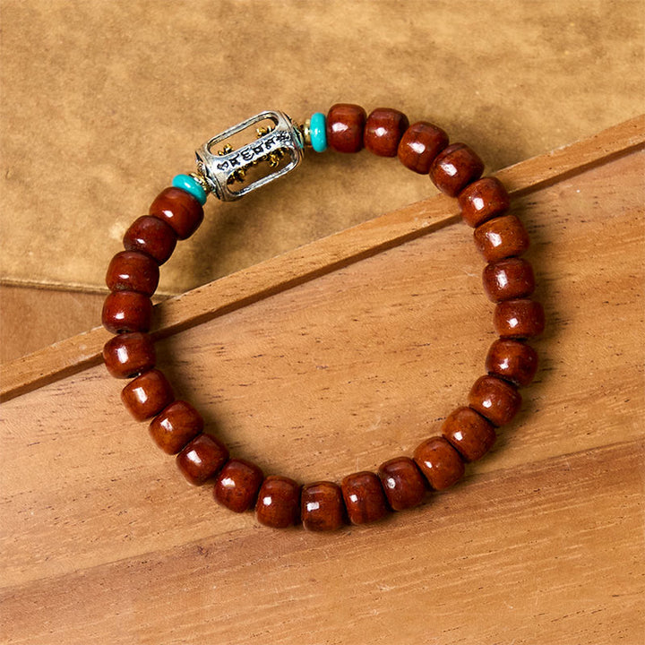 Pulsera de la suerte con cuentas de hueso de Buddha Stones, vajra y cuentas dzi de tres ojos - image 13