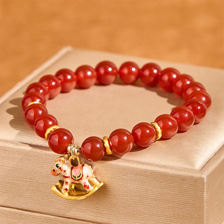 Buddha Stones Pulsera de ágata roja cinabrio natural del Año del Caballo que proporciona tranquilidad y confianza - image 9