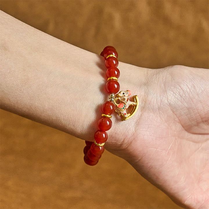 Buddha Stones Pulsera de ágata roja cinabrio natural del Año del Caballo que proporciona tranquilidad y confianza - image 11