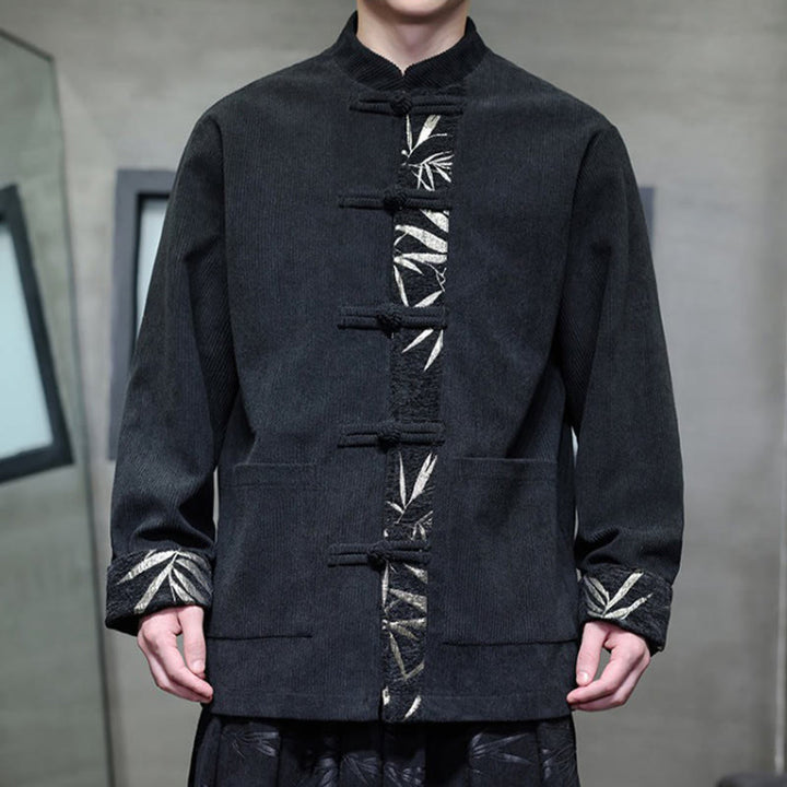 Chaqueta de pana de algodón para hombre, manga larga, con botones de bambú y estampado de Buddha Stones, con bolsillos. - image 13