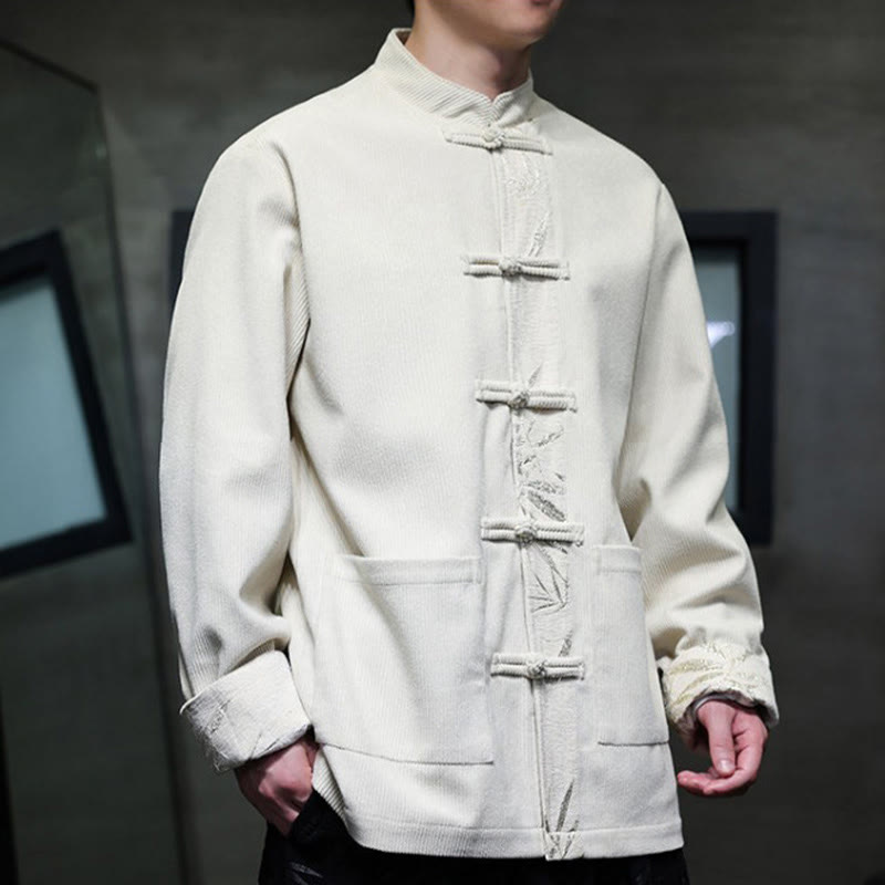 Chaqueta de pana de algodón para hombre, manga larga, con botones de bambú y estampado de Buddha Stones, con bolsillos. - image 20