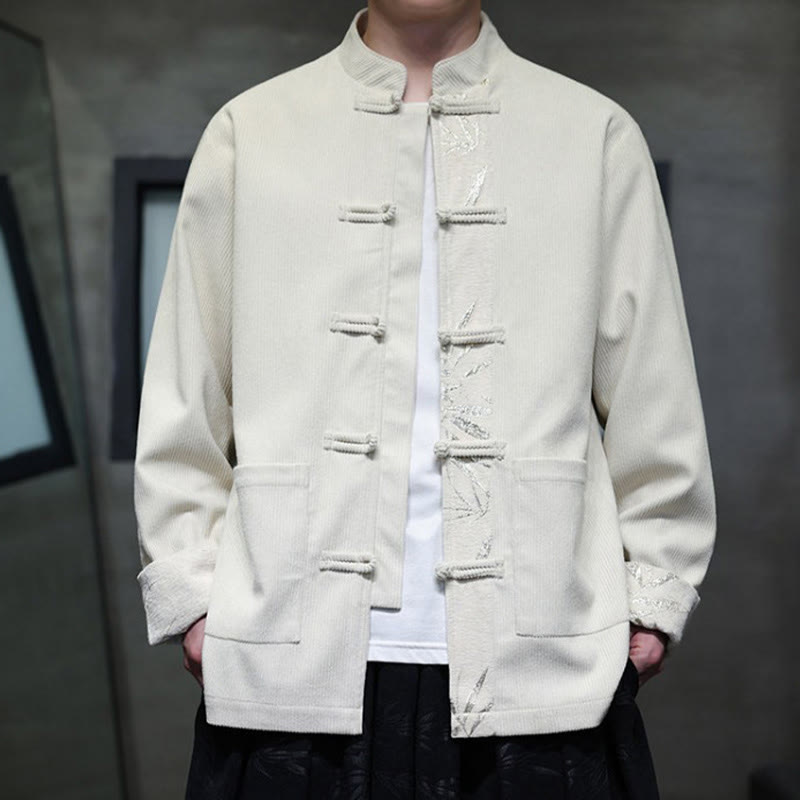 Chaqueta de pana de algodón para hombre, manga larga, con botones de bambú y estampado de Buddha Stones, con bolsillos. - image 19