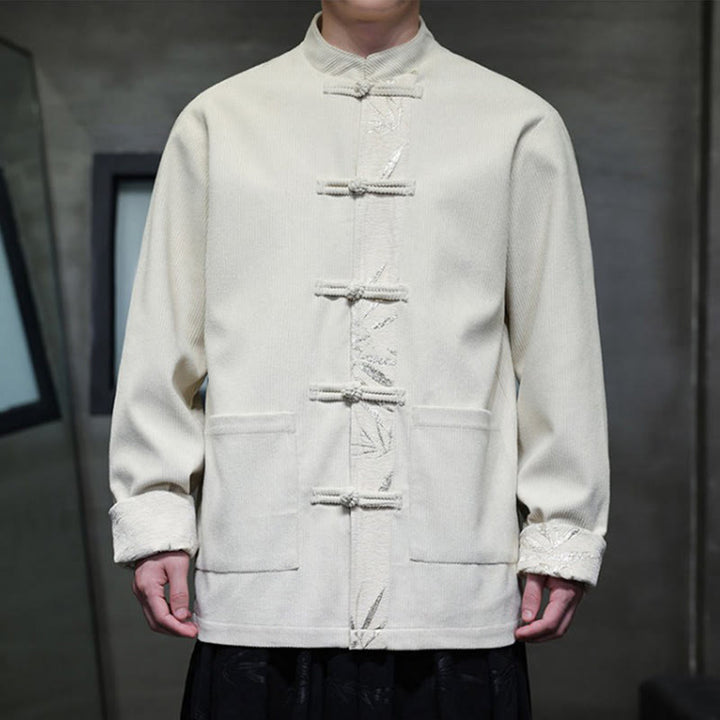 Chaqueta de pana de algodón para hombre, manga larga, con botones de bambú y estampado de Buddha Stones, con bolsillos. - image 23