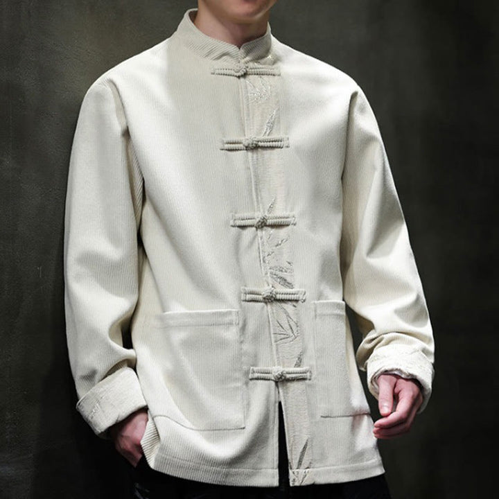 Chaqueta de pana de algodón para hombre, manga larga, con botones de bambú y estampado de Buddha Stones, con bolsillos. - image 22