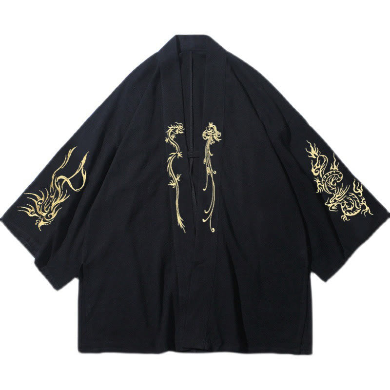 Kimono de algodón para hombre, manga larga , Buddha Stones , dragón y fénix. - image 9