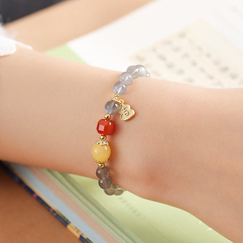 Pulsera con encanto de loto, piedra lunar natural y Buddha Stones - image 14