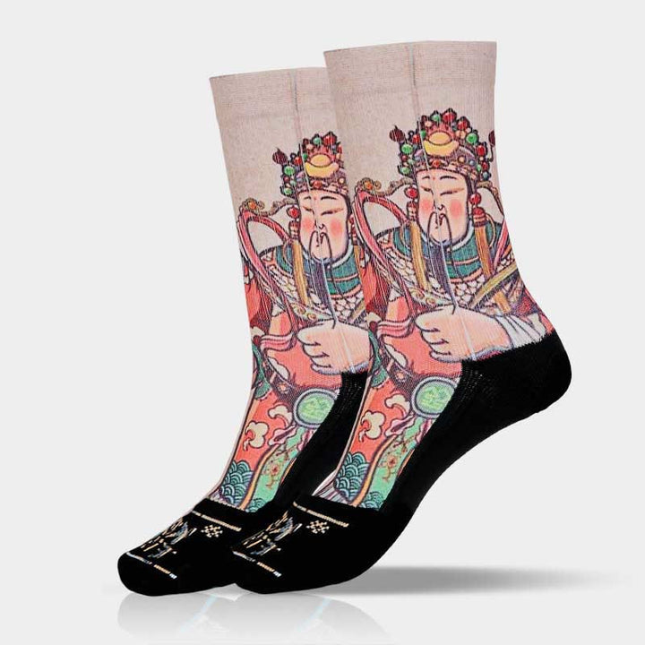 Calcetines unisex con diseño de Buddha Stones, Dios de la Riqueza, con asa Ruyi, para hombre y mujer - image 15