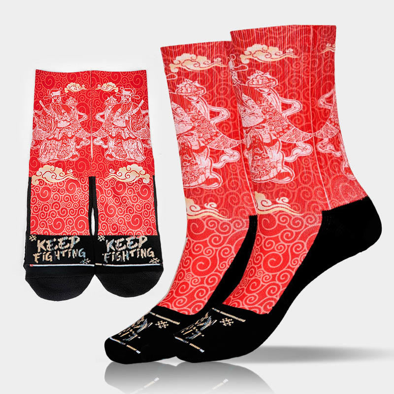 Calcetines unisex con diseño de Buddha Stones auspiciosas, informales, con piedras, dios de la riqueza - Rojo - ML (US. 7,5-12, EU 40-45, UK/AU 7-11,5, AISA 25,5-28,5 cm) - image 10