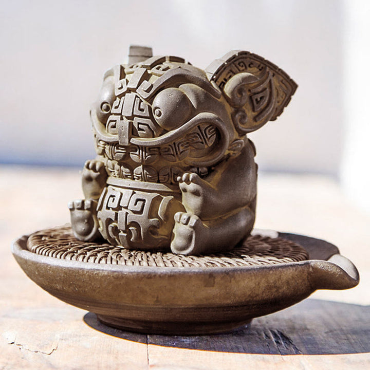 Estatua de resina fundida con polvo de hierro oxidado, hecha a mano con Buddha Stones, bestia tragadora dorada, decoración para el hogar - image 8