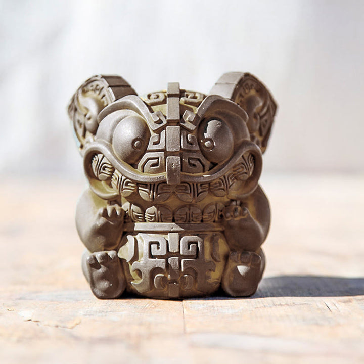 Estatua de resina fundida con polvo de hierro oxidado, hecha a mano con Buddha Stones, bestia tragadora dorada, decoración para el hogar - image 10