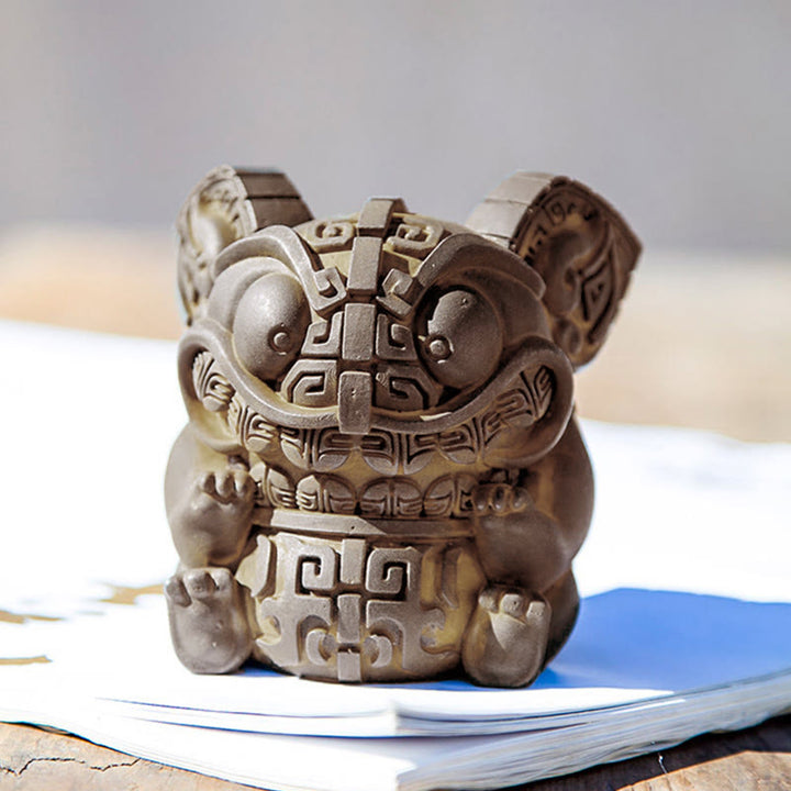 Estatua de resina fundida con polvo de hierro oxidado, hecha a mano con Buddha Stones, bestia tragadora dorada, decoración para el hogar - image 7